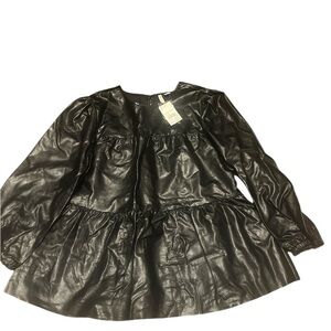 5/$25 Cato Black Faux Leather Blouse